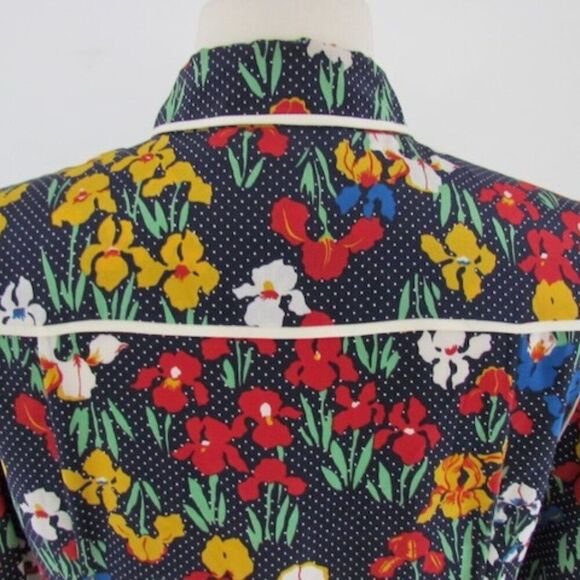 Tory Burch Floral & Polka Dot Silk Blouse Shirt Size 2 - Picture 8 of 16